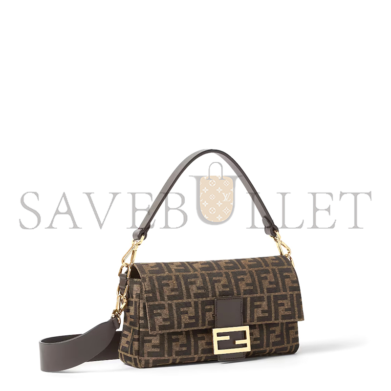 FENDI BAGUETTE TOBACCO BROWN FF JACQUARD FABRIC BAG 8BR600AFPMF1GL7 (27*15*6cm)